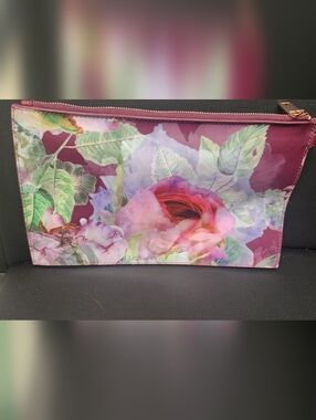 Ted Baker London Floral Print Zip Clutch - Pink & Green